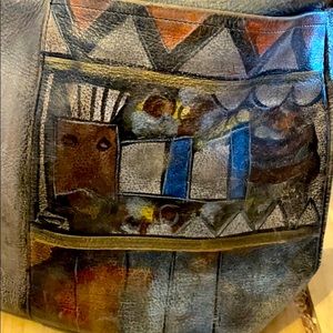 Leather Purse - one of a kind hand painted